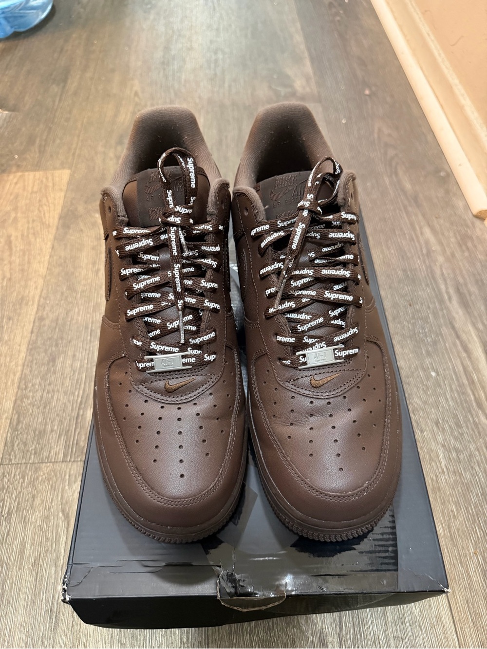 Nike Air Force 1 Supreme Brown Low-Top Sneaker